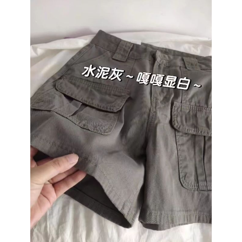 [ HÀNG ORDER] Quần short công sở màu xám xi măng cổ điển của Mỹ dành cho nữ, thiết kế đường phố cao cấp