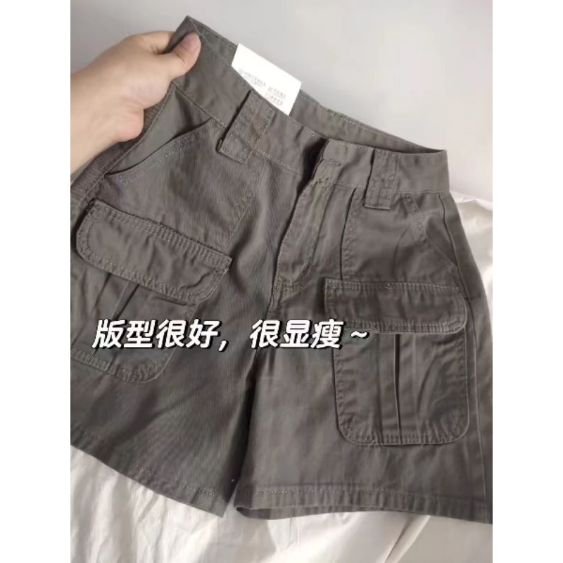 [ HÀNG ORDER] Quần short công sở màu xám xi măng cổ điển của Mỹ dành cho nữ, thiết kế đường phố cao cấp