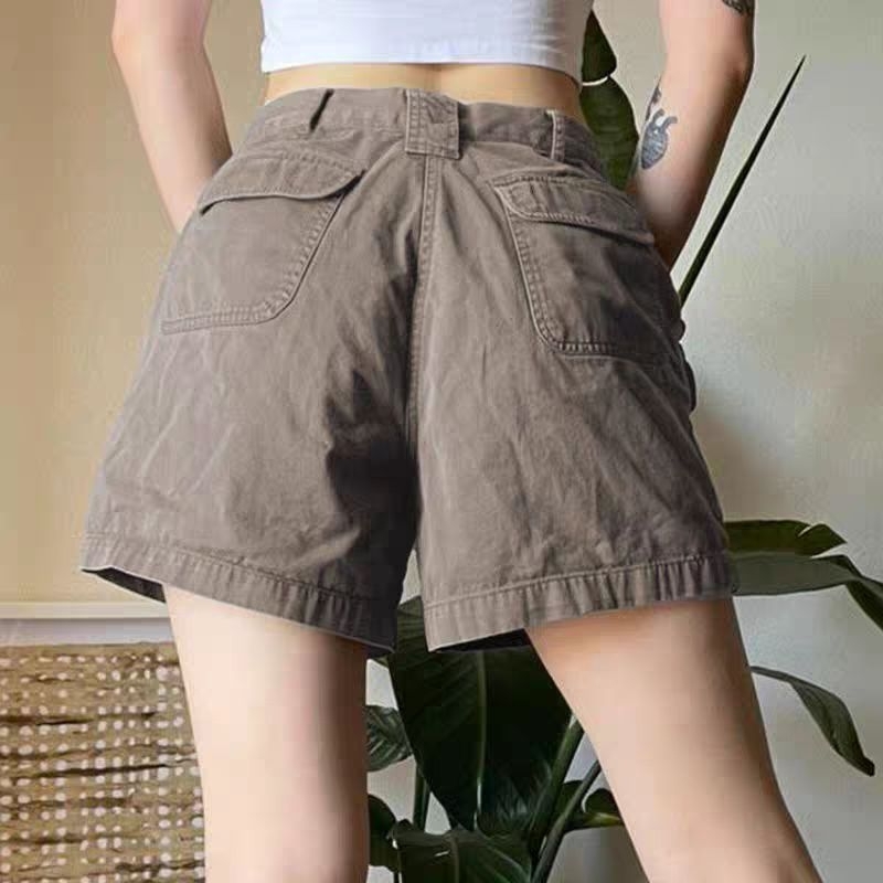 [ HÀNG ORDER] Quần short công sở màu xám xi măng cổ điển của Mỹ dành cho nữ, thiết kế đường phố cao cấp