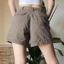 Quần short công sở màu xám xi măng cổ điển của Mỹ dành cho nữ, thiết kế đường phố cao cấp