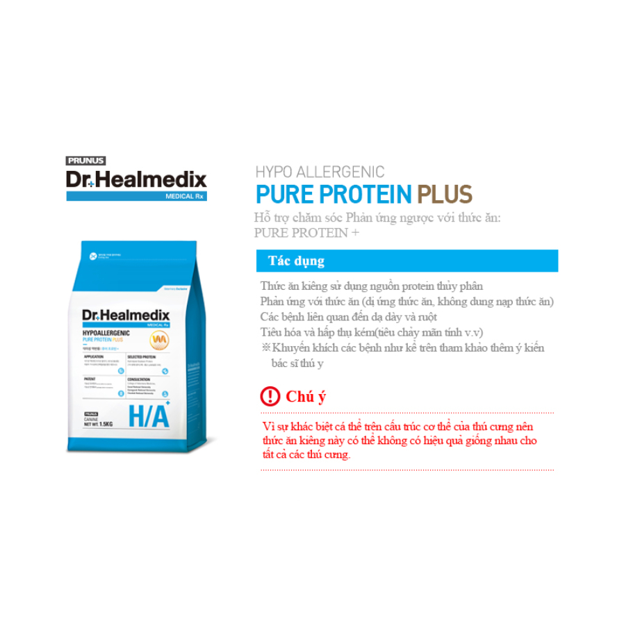 Thức Ăn Hạt Dr.Healmedix Hypoallergenic Pure Protein Cho Chó Dị Ứng  - Túi 1.5kg