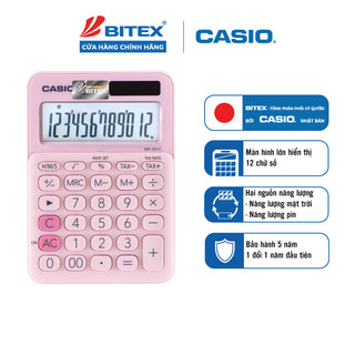 Máy Tính Casio MS-20UC Đa Sắc Màu - Tích Hợp Phím Tính Thuế (TAX) Cho Kế Toán, Chủ Shop