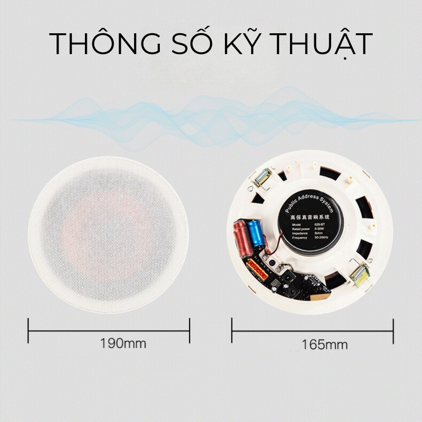 Bộ loa âm trần bluetooth 30W bass sâu tresst sáng dành cho spa, cafe, nhà hàng, cửa hàng quần áo, văn phòng