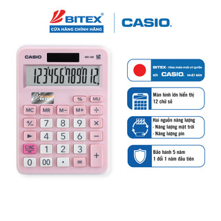 [Có màu đen] Máy Tính Casio MX-12B (Phiên Bản Pastel) - Màu Ngọt Ngào, Phím Nảy Êm Cho Chủ Shop, Thu Ngân