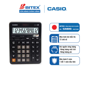 Máy Tính Để Bàn Cỡ Lớn Casio GX-12B (12 Số) Chính Hãng - Mặt Kim Loại Siêu Bền Cho Kế Toán, Thu Ngân