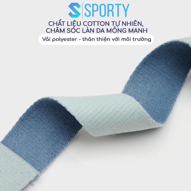 Dây tập Yoga cotton SPORTY 2.5m YGT14, bản thiết kế khóa đôi hỗ trợ tập các động tác khó