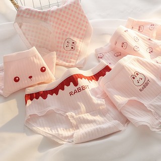 Quần lót nữ cotton màu hồng nhẹ nhàng họa tiết dễ thương, đáy kháng khuẩn không cộm King Shop LY-11