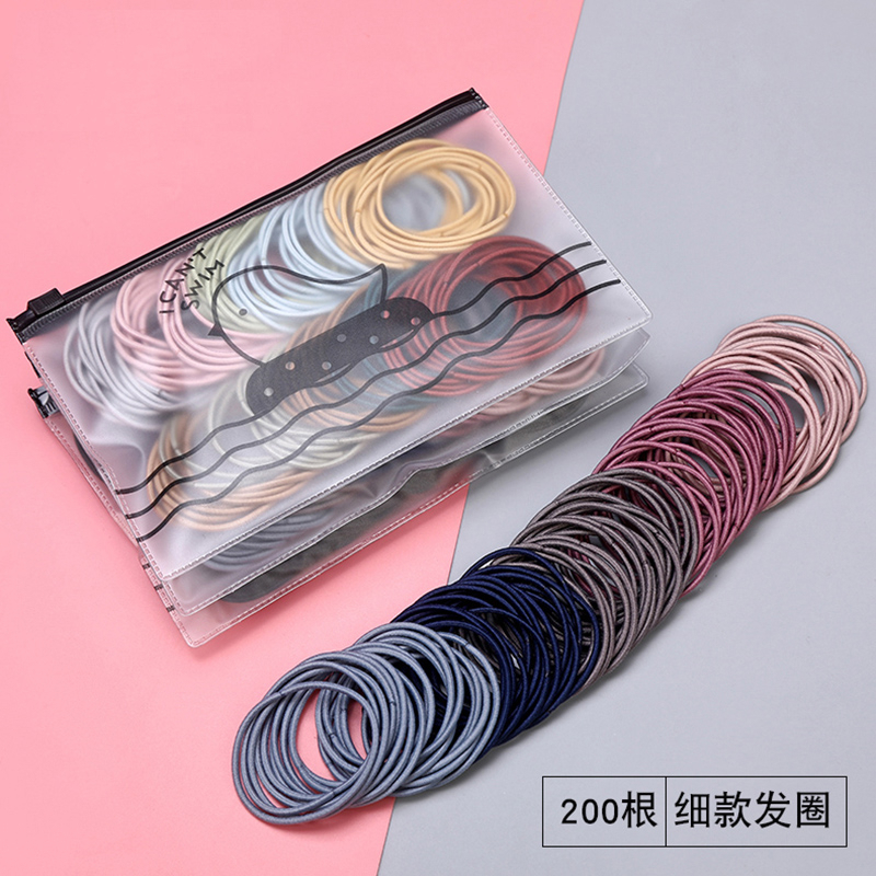 SET 100 DÂY CHUN BUỘC TÓC TRƠN ĐỰNG TÚI ZIP MIX MÀU XINH XẮN - Dây Chun Buộc Tóc Chính Hãng MÃ: AK656