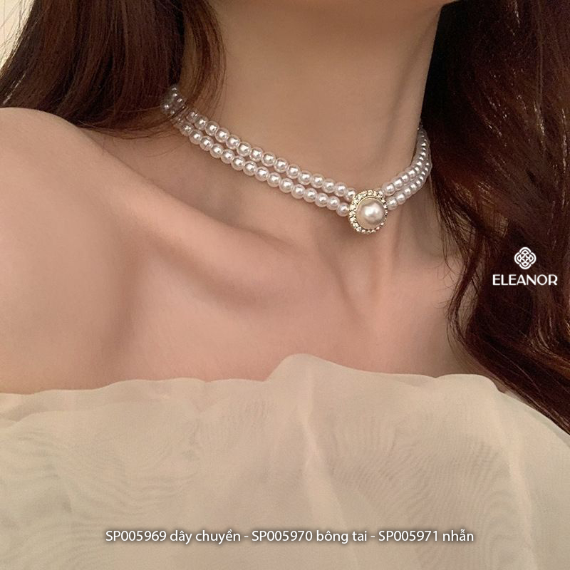 Dây chuyền nhẫn nữ Eleanor Accessories bộ trang sức ngọc trai nhân tạo phụ kiện trang sức 5969