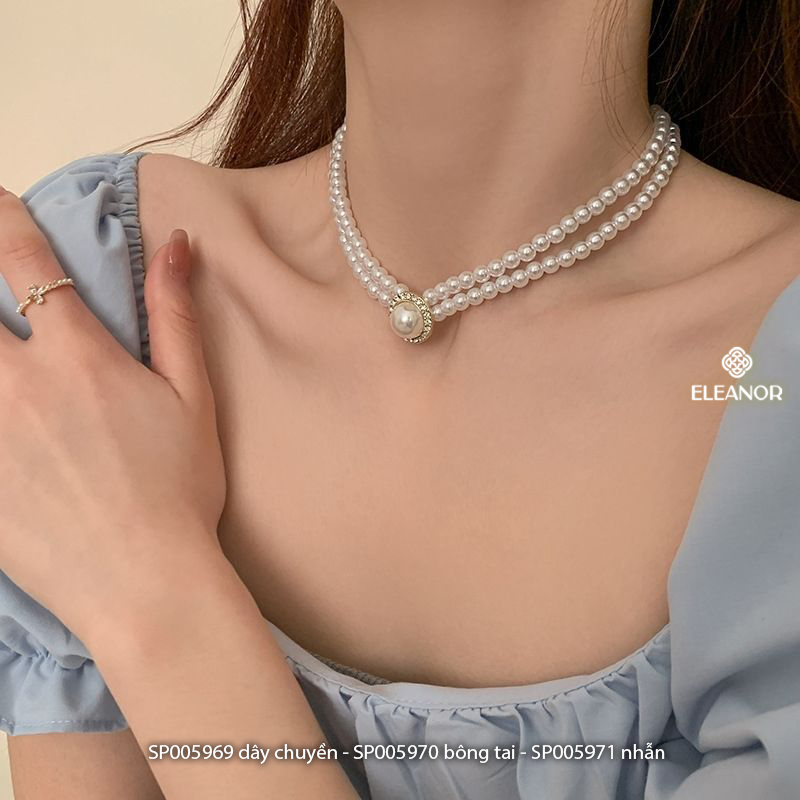 Dây chuyền nhẫn nữ Eleanor Accessories bộ trang sức ngọc trai nhân tạo phụ kiện trang sức 5969