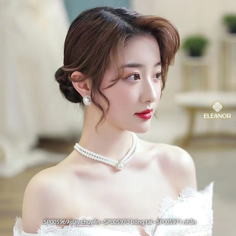 Dây chuyền nhẫn nữ Eleanor Accessories bộ trang sức ngọc trai nhân tạo phụ kiện trang sức 5969