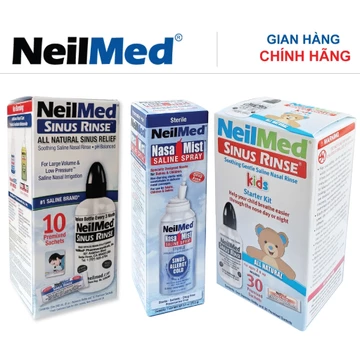 Combo NeilMed gồm 1 bình rửa người lớn + 1 bình rửa trẻ em + 1 chai xịt rửa mũi