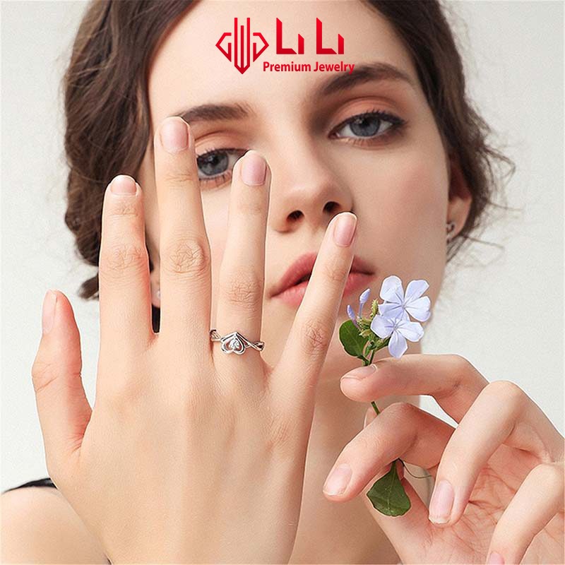 Nhẫn bạc nữ LiLi S925 đính đá CZ cao cấp hình trái tim Alicia LILI_349632
