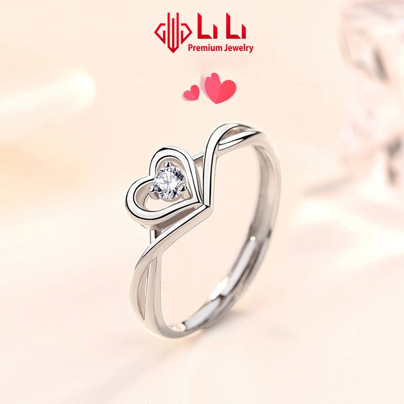 Nhẫn bạc nữ LiLi S925 đính đá CZ cao cấp hình trái tim Alicia LILI_349632