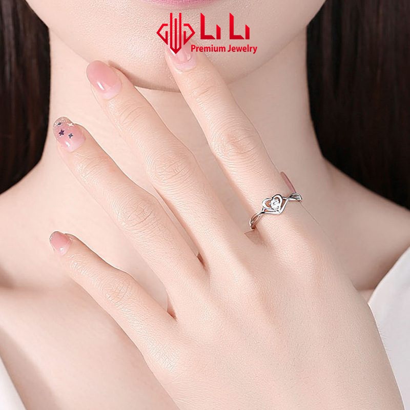 Nhẫn bạc nữ LiLi S925 đính đá CZ cao cấp hình trái tim Alicia LILI_349632