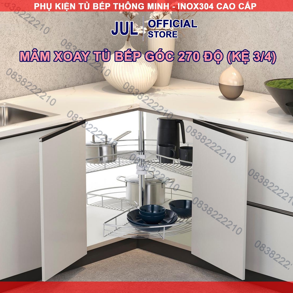 Kệ Xoay 3/4 Góc Bếp, Mâm Xoay 270 Độ Tủ Bếp INOX Cao Cấp - Bảo Hành ...