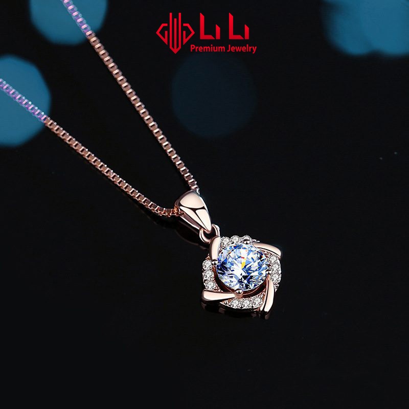 Dây chuyền bạc nữ LiLi S925 đính kim cương Moissanite cao cấp tròn cách điệu Mylah LILI_413898