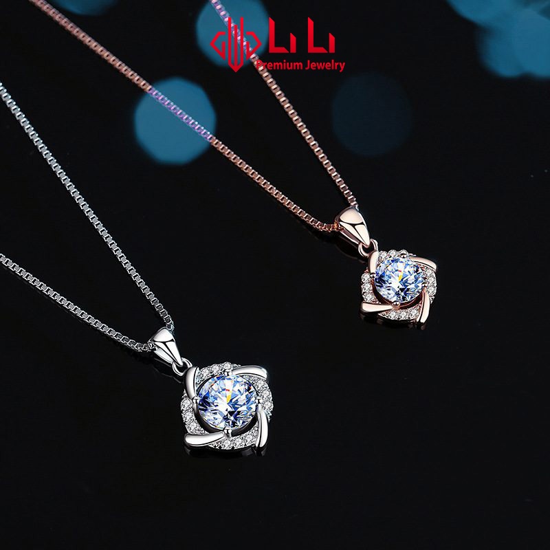 Dây chuyền bạc nữ LiLi S925 đính kim cương Moissanite cao cấp tròn cách điệu Mylah LILI_413898