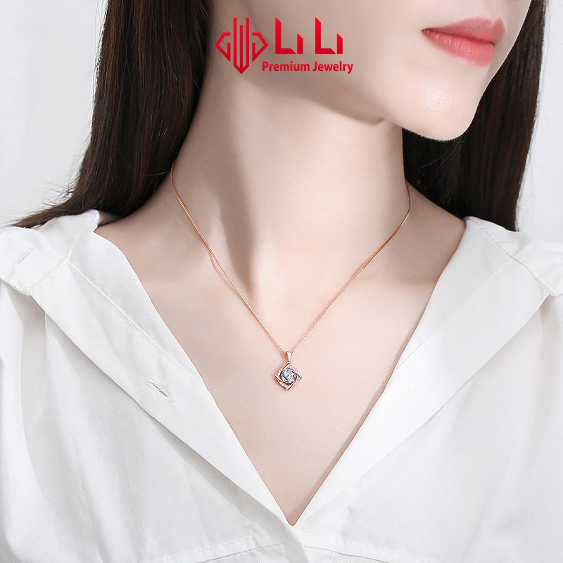 Dây chuyền bạc nữ LiLi S925 đính kim cương Moissanite cao cấp tròn cách điệu Mylah LILI_413898