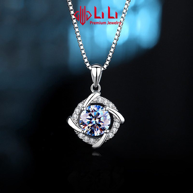 Dây chuyền bạc nữ LiLi S925 đính kim cương Moissanite cao cấp tròn cách điệu Mylah LILI_413898
