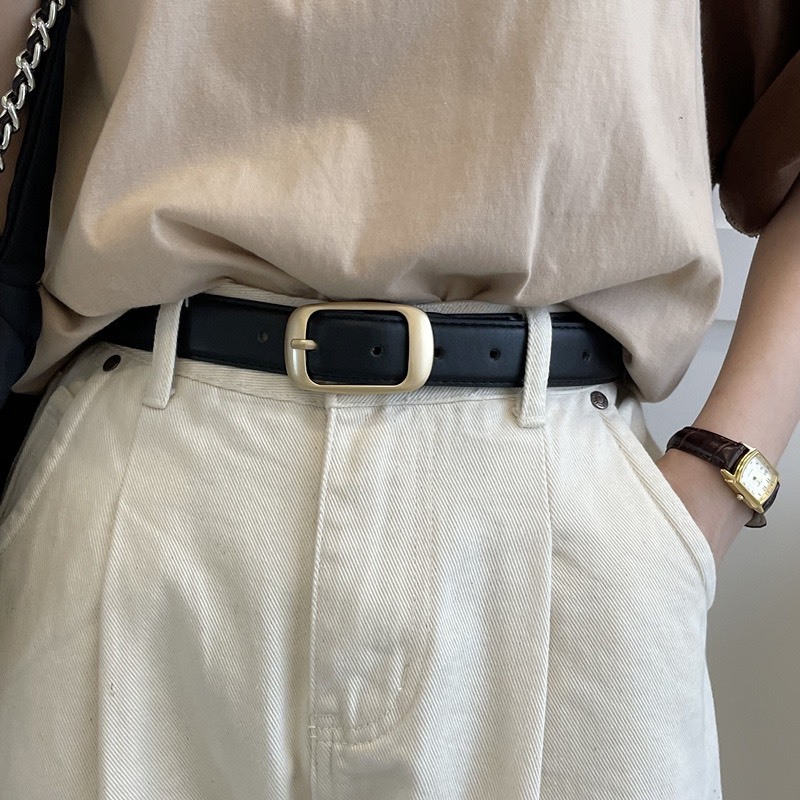 Thắt lưng da nam nữ đai váy nữ dây nịt chữ nhật da xịn dày dặn TRUKS  bản 2.8cm phối blazer,đầm Horizon