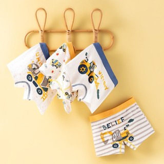 [BT19 Hàng cotton cao cấp] Quần sịp bé trai, quần lót bé trai cotton Maruka họa tiết sọc kẻ xe công trình size 12-45kg