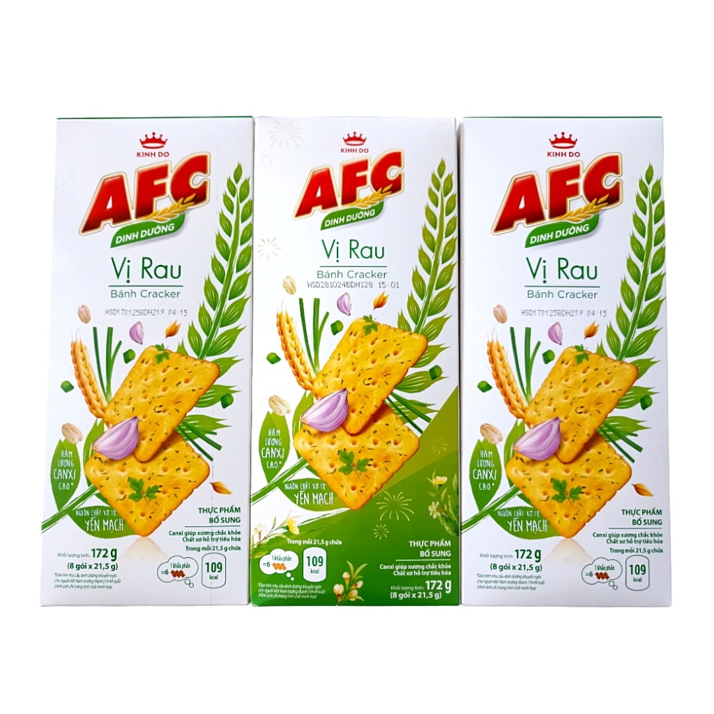 Bánh AFC Dinh Dưỡng vị rau, vị lúa mì hộp 172g (8 gói) | Shopee Việt Nam