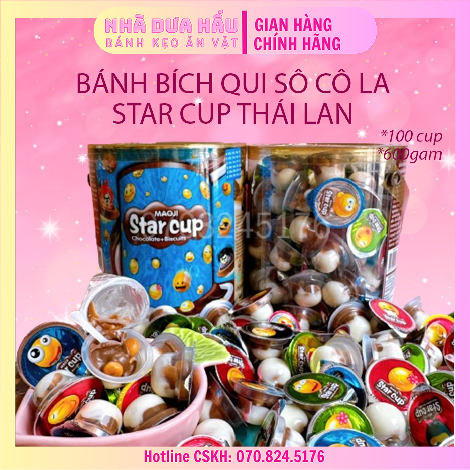 [100cup][600gam] Bánh bich qui sô cô la kem STAR CUP Thái Lan mini kèm ...