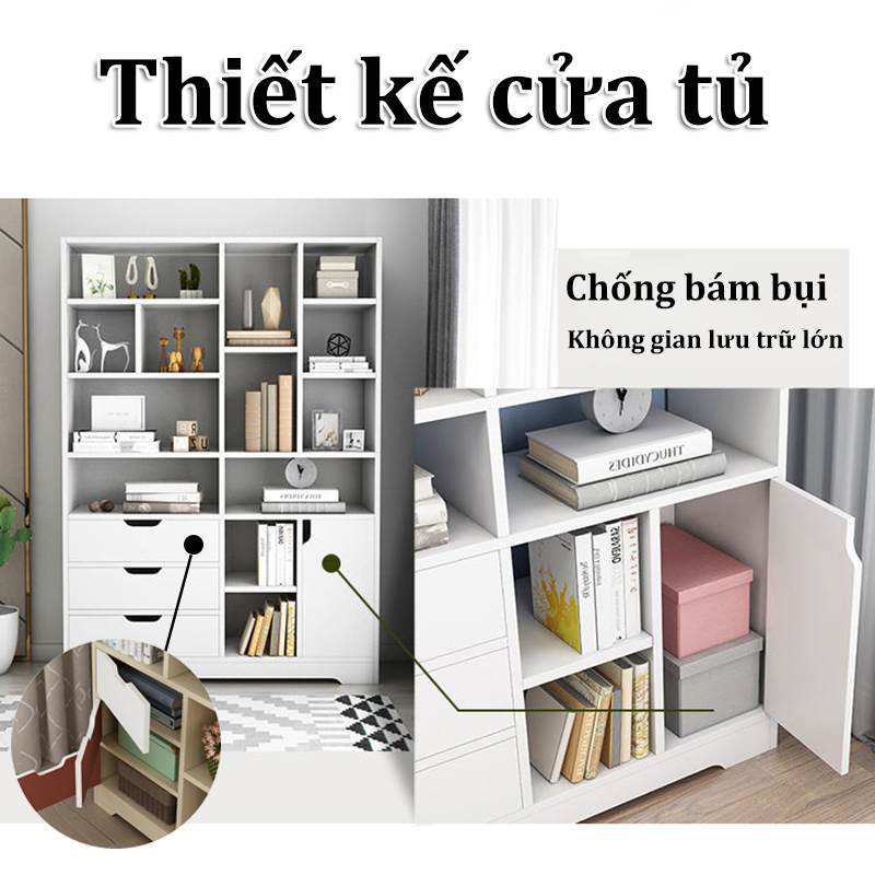 SUNNY Kệ sách gỗ Tủ đựng đồ nhiều ngăn chất liệu MDF hiện đại chống nước tốt