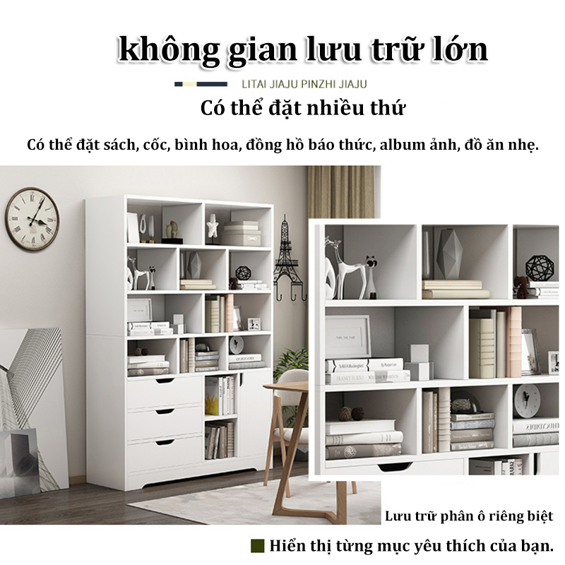 SUNNY Kệ sách gỗ Tủ đựng đồ nhiều ngăn chất liệu MDF hiện đại chống nước tốt
