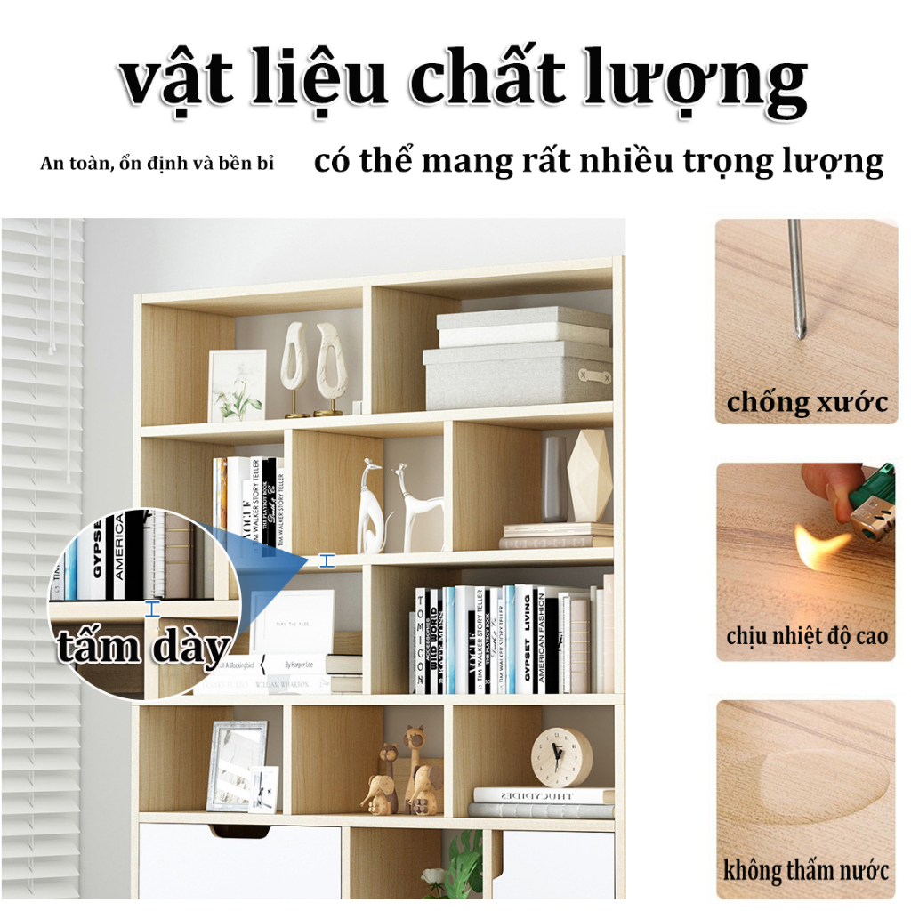 SUNNY Kệ sách gỗ Tủ đựng đồ nhiều ngăn chất liệu MDF hiện đại chống nước tốt
