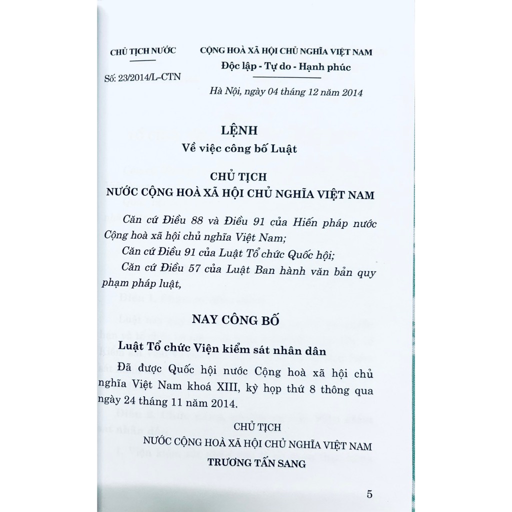Ảnh Sách - Luật Tổ Chức Viện Kiểm Sát Nhân Dân (Hiện Hành) 1