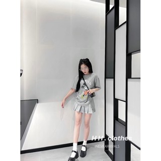 Set Bộ Đồ Nữ Áo Phông Mickey HEDONISM Ngắn Tay Mix Chân Váy Xếp Ly Freesize