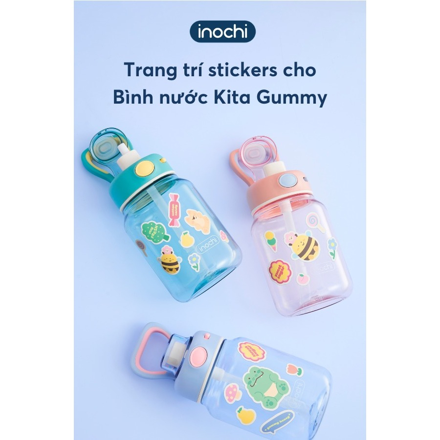 Bình nước KITA BOO, KITA GUMMY INOCHI có quai cầm, có ống hút dễ sử dụng cho bé,an toàn, vạch chia rõ ràng