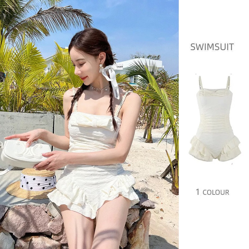 Swimsuit Đầm Hai dây Nữ Bikini Đi Biển Váy Liền Sexy Quyến Rũ Màu Trắng ...