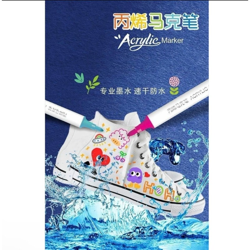 Bộ 60 màu acrylic marker chống nước lên màu chuẩn vẽ trên vải, giấy, giày… (   hot)
