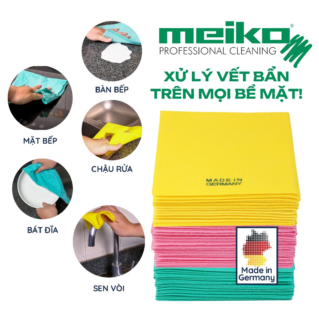 Ảnh Set 6 Khăn Lau Bếp Đa Năng MEIKO Profissimo ĐỨC Khăn Lau Kính, Siêu Thấm Hút, Nhanh Khô, Dễ Giặt, Vải Không Dệt Lau Ô Tô 3