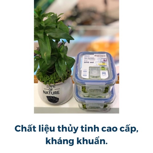 Hộp thủy tinh chữ nhật chia ngăn (1 ngăn, 2 ngăn, 3 ngăn) Inochi đựng thức ăn an toàn