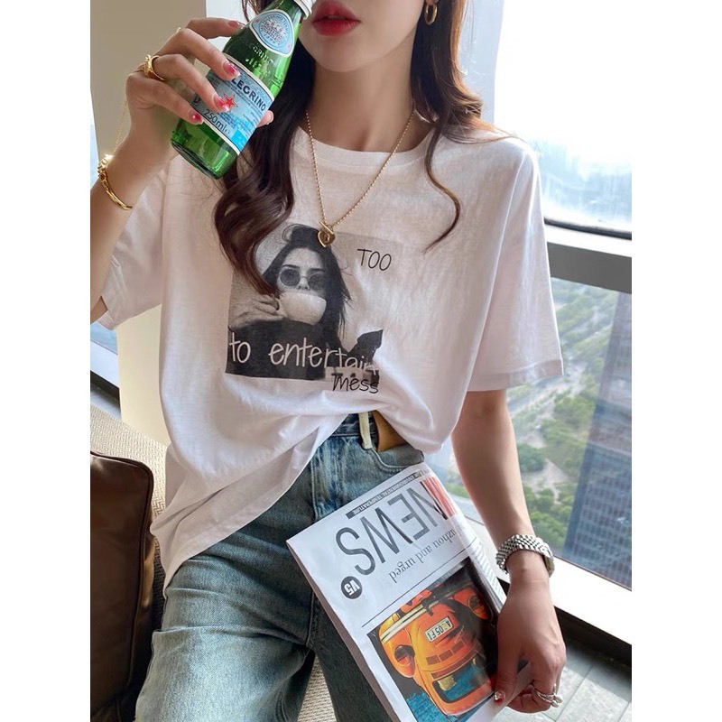 Áo Thun Nữ ngắn tay JULY, Áo phông Nữ Chất Cotton in hình trẻ trung mùa hè mặc mát