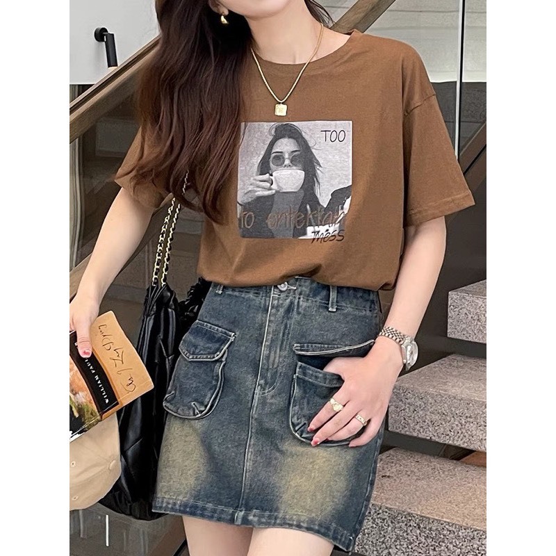 Áo Thun Nữ ngắn tay JULY, Áo phông Nữ Chất Cotton in hình trẻ trung mùa hè mặc mát