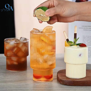 Ly Thuỷ Tinh Hoạ Tiết Vân Sọc | Cốc Sinh Tố, cocktail Hot Summer | Cốc TT Cao Cấp Phong Cách Nhật Bản 2 tầng dáng trụ