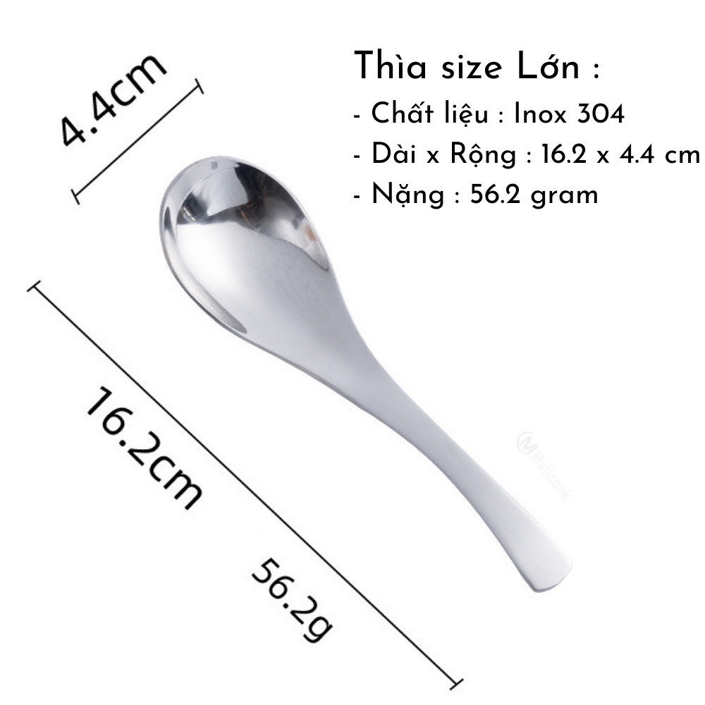 Muỗng thìa ăn cơm, canh, súp tròn SUS304 có size dễ chọn lựa - Thìa canh tròn bằng thép không gỉ cao cấp