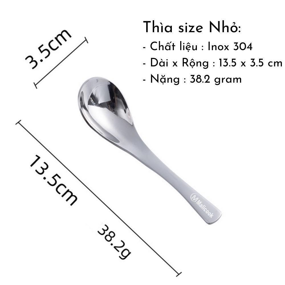 Muỗng thìa ăn cơm, canh, súp tròn SUS304 có size dễ chọn lựa - Thìa canh tròn bằng thép không gỉ cao cấp