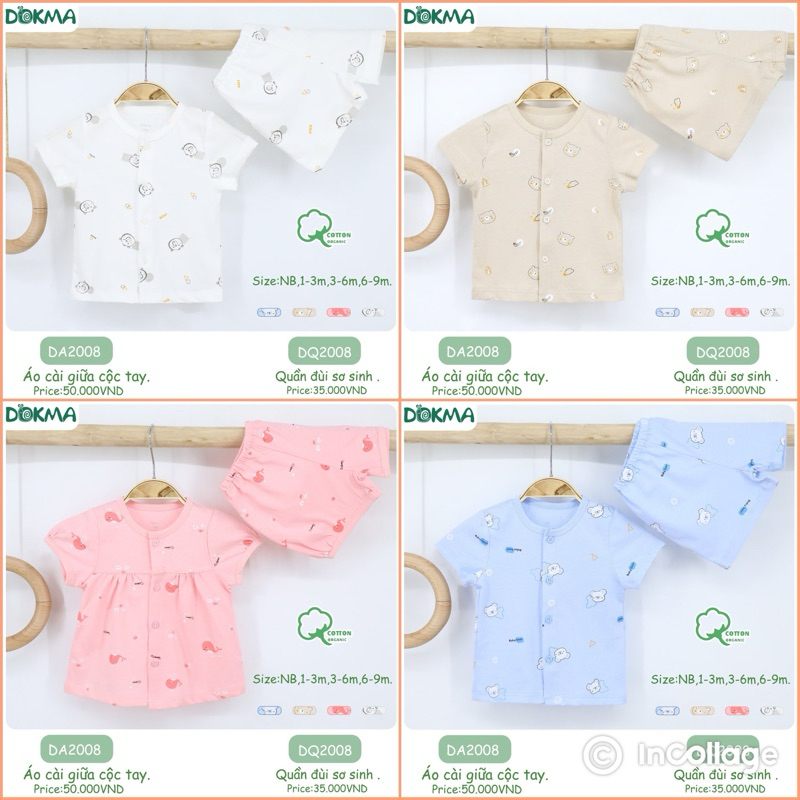 (4-9kg, 0-9M) Bộ Cộc Tay Sơ Sinh Cotton Mềm Mại Dokma DB2005 DB2007 DB2008 DB2237 DB2760 DB2803 DB2887