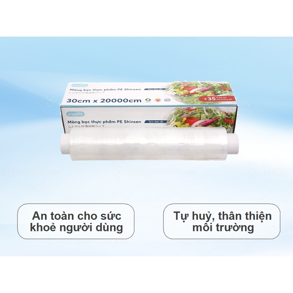 Màng bọc thực phẩm INOCHI nhựa PE an toàn, nhựa PVC nhiều kích thước, giúp bảo quản thực phẩm tươi ngon