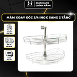 Kệ Bếp Tổng Kho Phụ Kiện Hundy - Mâm Xoay Góc 3/4 Inox Sáng Bóng 2 Tầng Bền Bỉ Tiện Lợi Tải Trọng 25Kg — ảnh 1