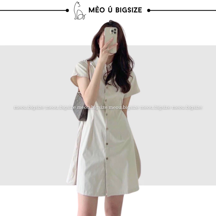 Đầm váy nữ bigsize cổ sơ mi cài cúc chiết eo lưng chun nhiều màu xinh hết nấc váy nữ bigsize 5915