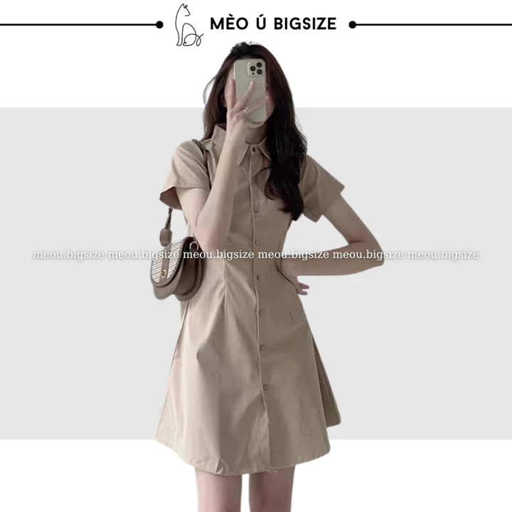 Đầm váy nữ bigsize cổ sơ mi cài cúc chiết eo lưng chun nhiều màu xinh hết nấc váy nữ bigsize 5915