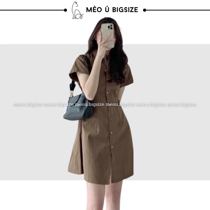 Đầm váy nữ bigsize cổ sơ mi cài cúc chiết eo lưng chun nhiều màu xinh hết nấc váy nữ bigsize 5915 – 7