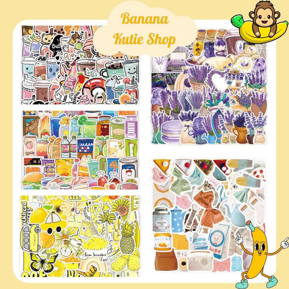 Bộ 50/ 100 Sticker chống nước sticker dán laptop, điện thoại, đàn ...